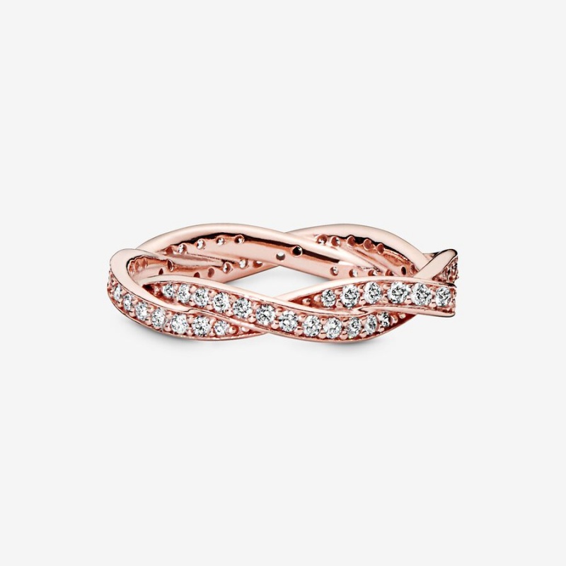 Pandora Twist of Fate in & Clear CZ Band Rings Rose gold plated | 26379-HZRM