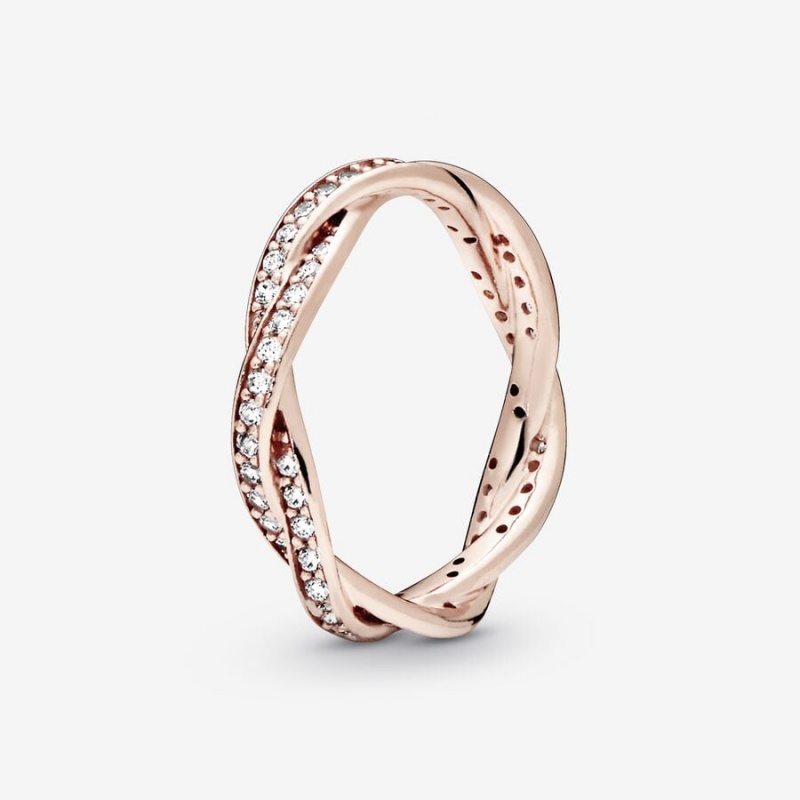 Pandora Twist of Fate in & Clear CZ Band Rings Rose gold plated | 26379-HZRM