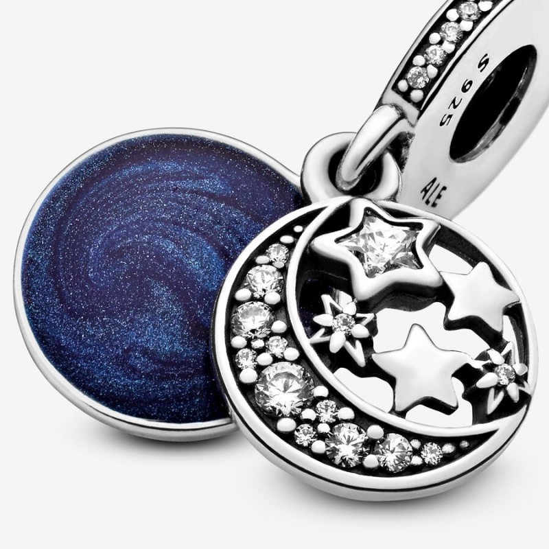Pandora Vintage Night Sky with Blue Enamel & Clear CZ Dangle Charms Sterling silver | 48056-XJMT