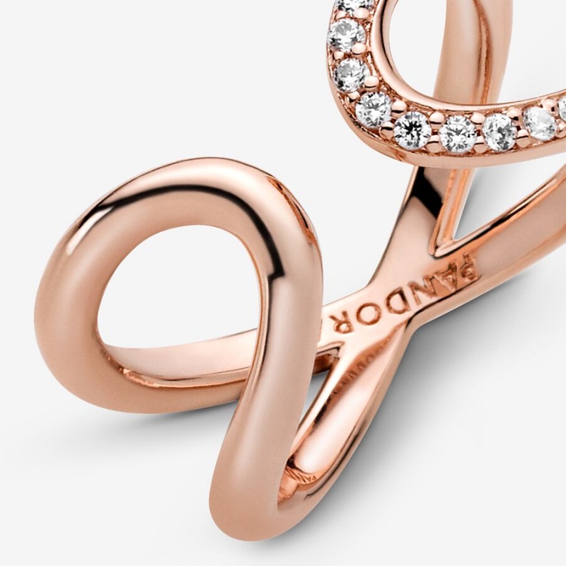 Pandora Wrapped Open Infinity Statement Rings Rose gold plated | 59164-VXGY