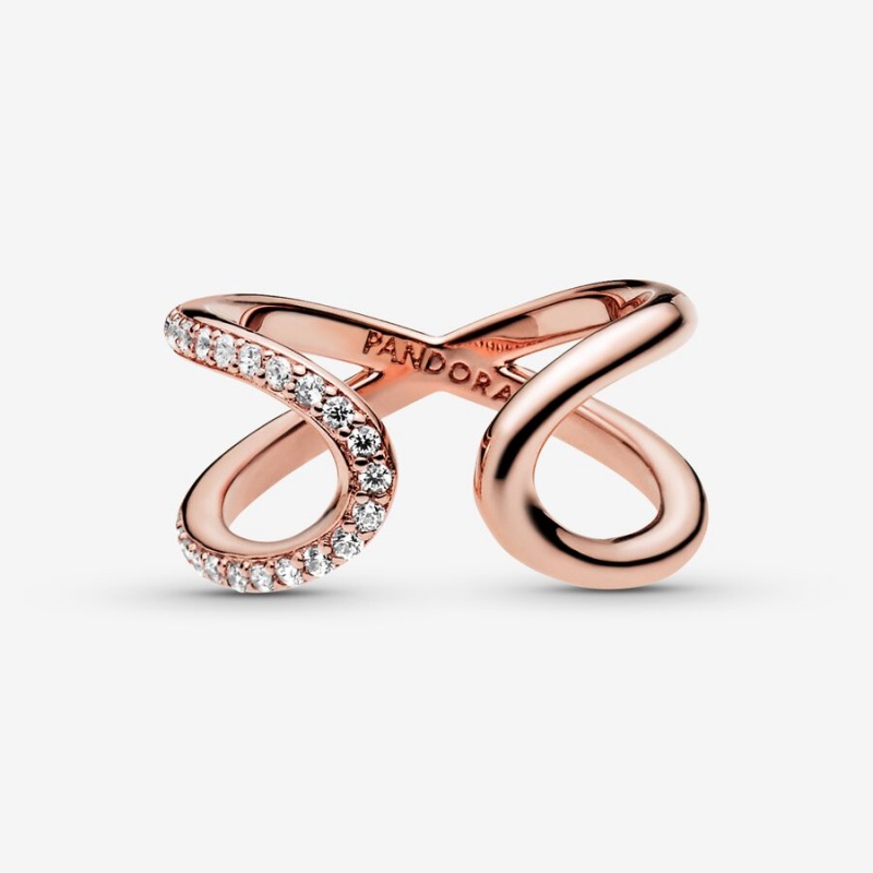 Pandora Wrapped Open Infinity Statement Rings Rose gold plated | 59164-VXGY