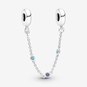 Pandora Triple Blue Stone Safety Chains Sterling silver | 40165-YJPN